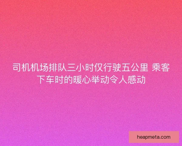 司机机场排队三小时仅行驶五公里 乘客下车时的暖心举动令人感动