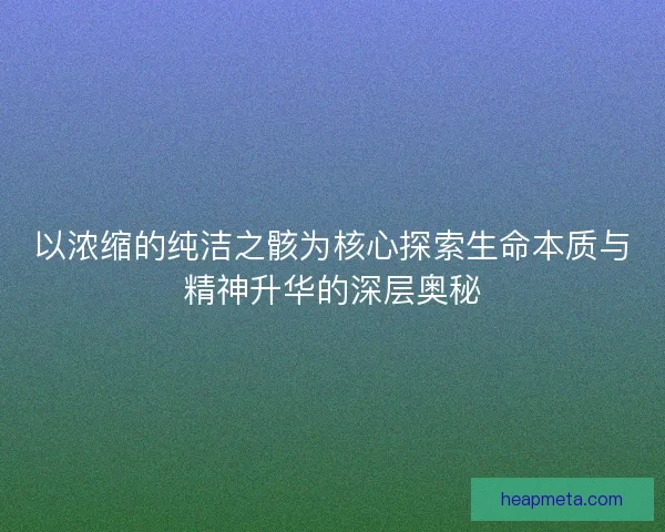 以浓缩的纯洁之骸为核心探索生命本质与精神升华的深层奥秘